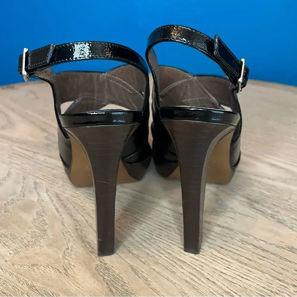 Marni Patent Leather Peep Toe Slingback Platform Heeled Sandals Women’s Size 7